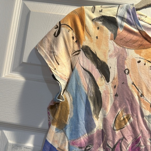 Ted Baker London Rosiean Abstract Print Stretch Cotton Fitted Tee Shirt 4 XL - Picture 6 of 7